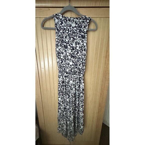 Soma Weekend Navy White Print Stretch Pocket Long Maxi Tank Sun Dress Sz Small - Picture 4 of 4